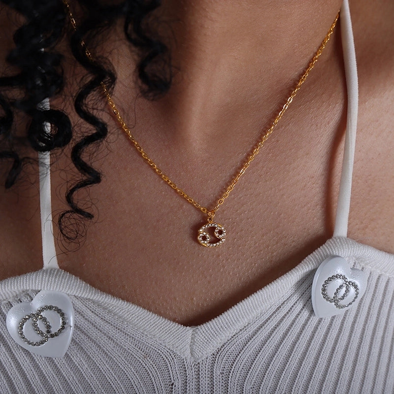 Minimalist Constellation Titanium Steel Zircon 18K Gold Plated Plating Inlay Pendant Necklace