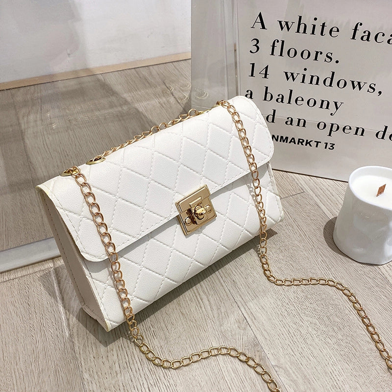 New Style Rhombus Plaid Shoulder Chain Small Square Bag
