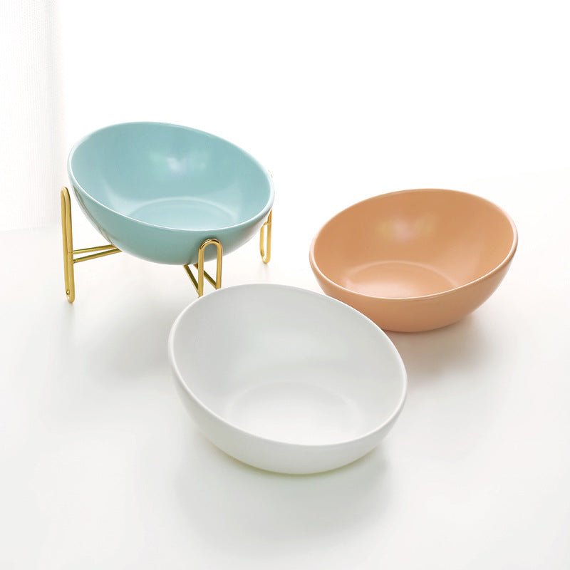 Bronze Stand Ceramic Bowl in Peach