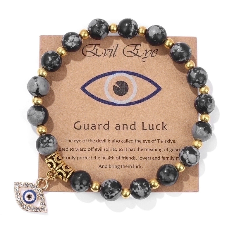 Retro Ethnic Style Devil'S Eye Alloy Natural Stone Elastic String Woven Chain Bracelets In Bulk