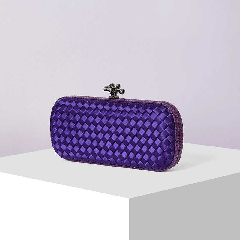 Factory Direct Sales Silk Hand-woven Women's Clutch Crossbody Simple Evening Bag Chain Pouch