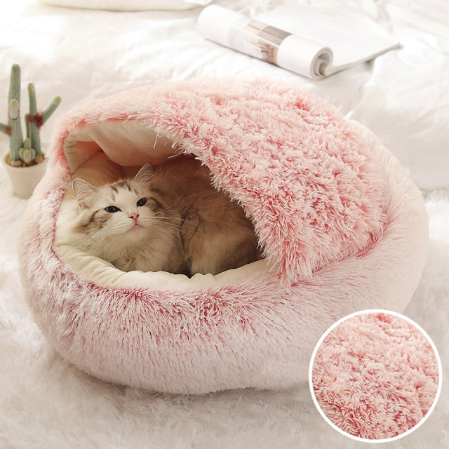 Round Plush Warm Dog Cat Bed House