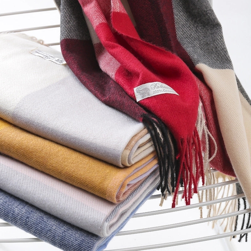 Women's Casual Minimalist Color Block Imitation Cashmere Tassel Scarf