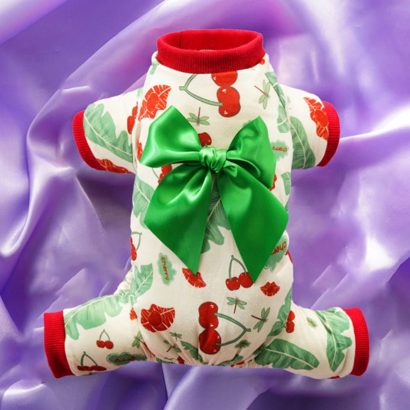 Casual Polyester Valentine'S Day Cherry Strawberry Pet Clothing