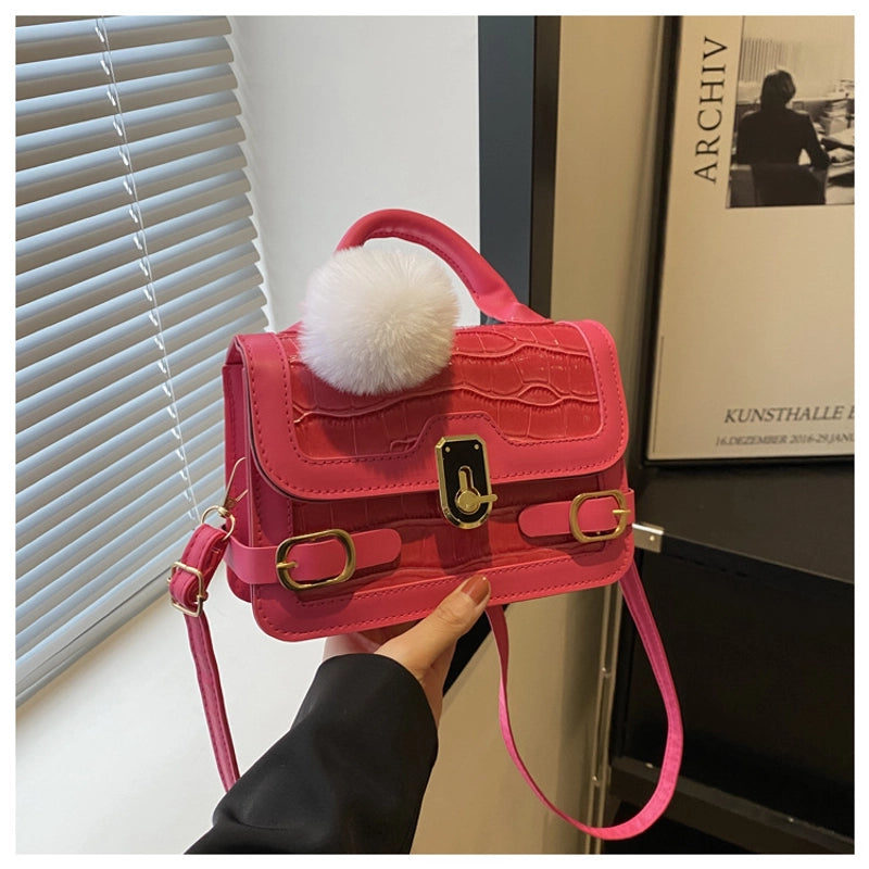 Women's Medium Pu Leather Solid Color Streetwear Square Magnetic Buckle Crossbody Bag