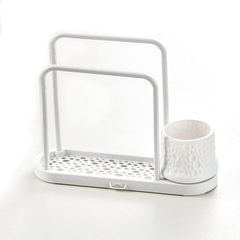 Rag Draining Rack Punch-free Sink Steel Ball Sponge Storage Rack Kitchen Cleaning Supplies Countertop Storage Rack