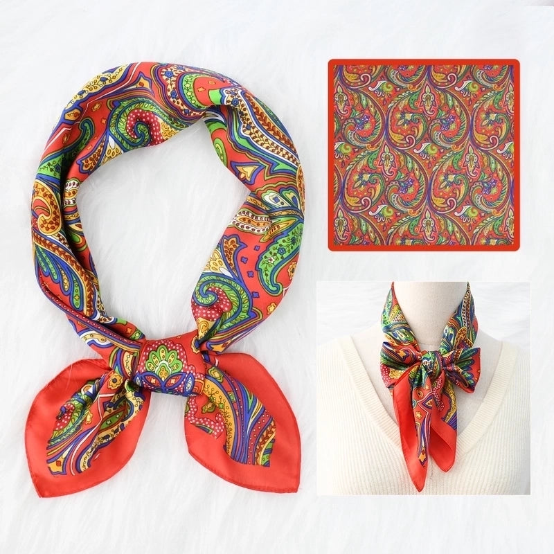 Women's Elegant Printing Satin Printing Silk Scarf