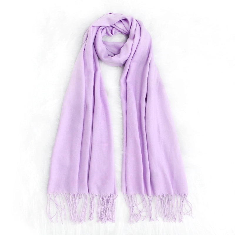 Autumn And Winter Solid Color Cashmere Scarf Women's Red Annual Meeting Printed LOGO Embroidery 200g Warm Shawl Scarf