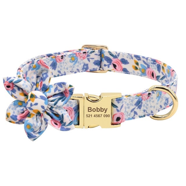 Personalized Engraved Dog Collar With Leash