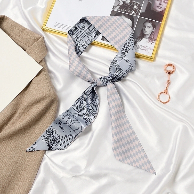 Women's Lady Geometric Satin Silk Scarf