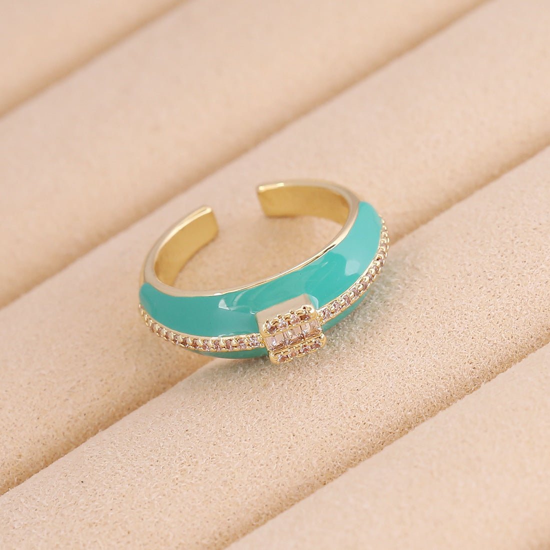 Women IG Style Metal Heart Copper Oil Dripping Rings