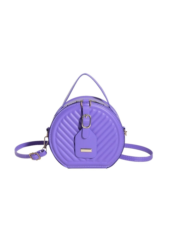 Women's Pu Leather Solid Color Elegant Round Zipper Handbag