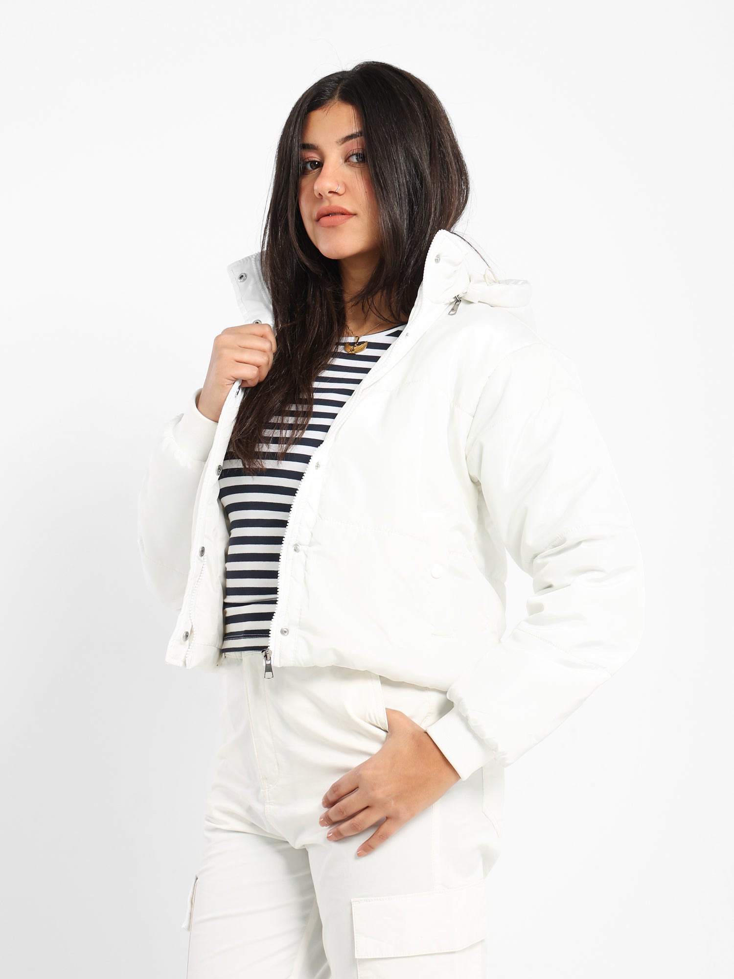 Bomber Jacket with Hood and Pocket
