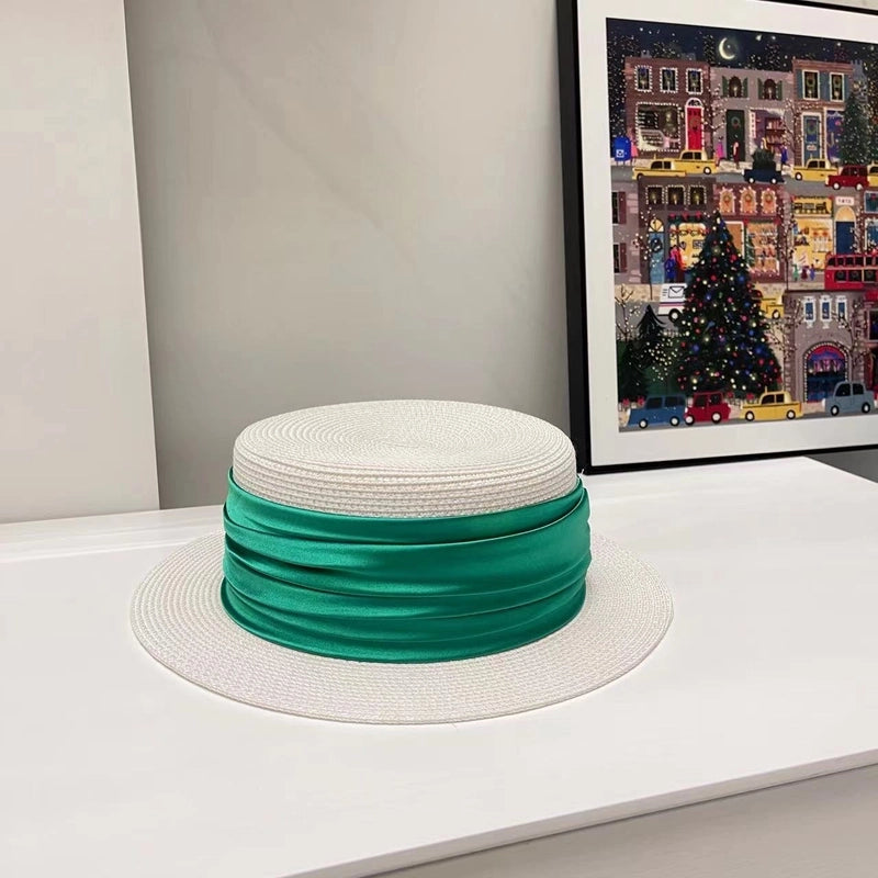 Women's Elegant Minimalist Color Block Wide Eaves Straw Hat