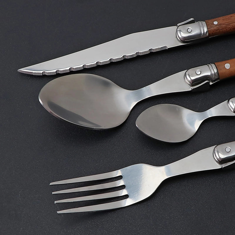 Pear Wooden Handle Set Stainless Steel Western Tableware Solid Wood Handle Steak Knife And Fork Dinner Knife Spoon Fork