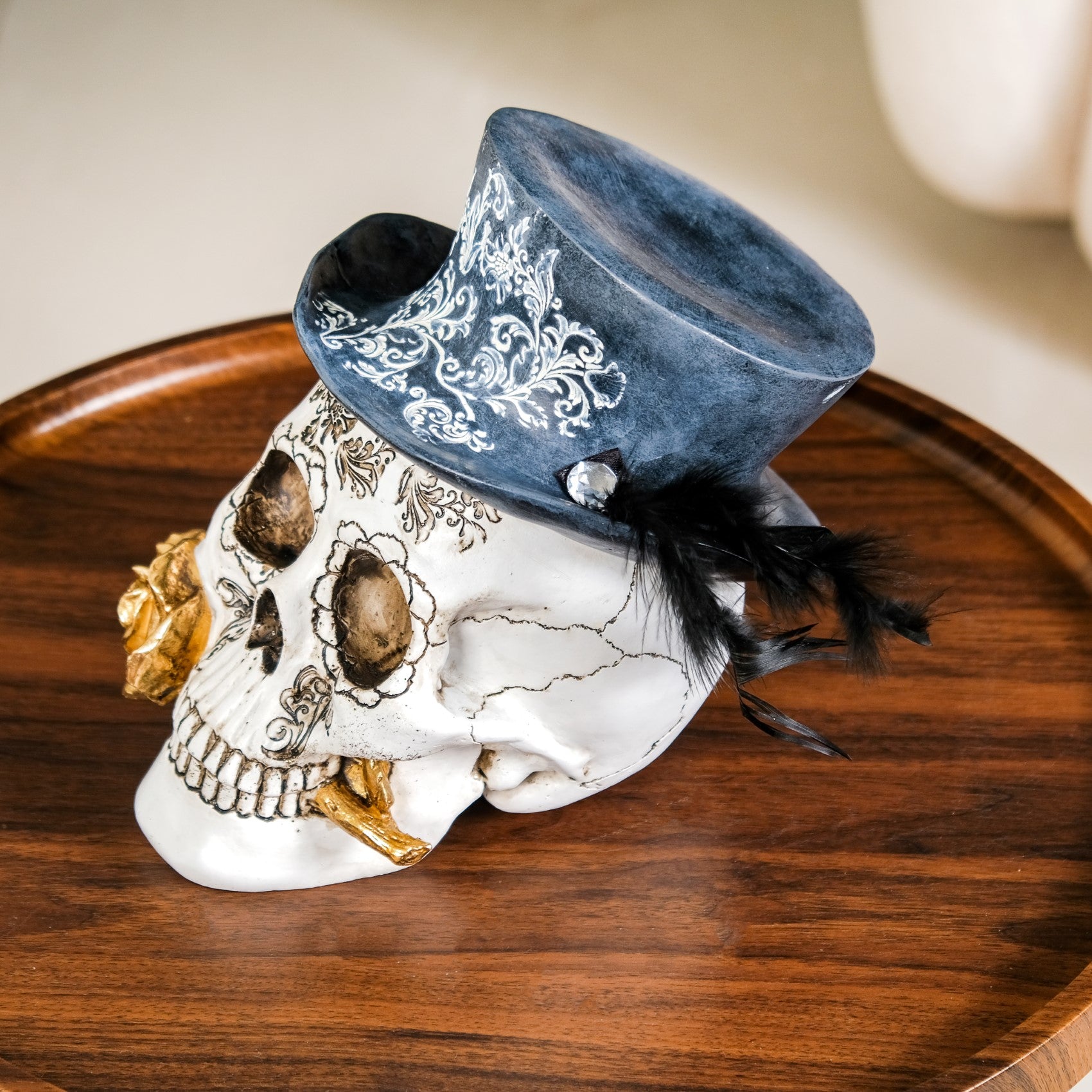 Sugar Skull With Hat Decor Showpiece For Home