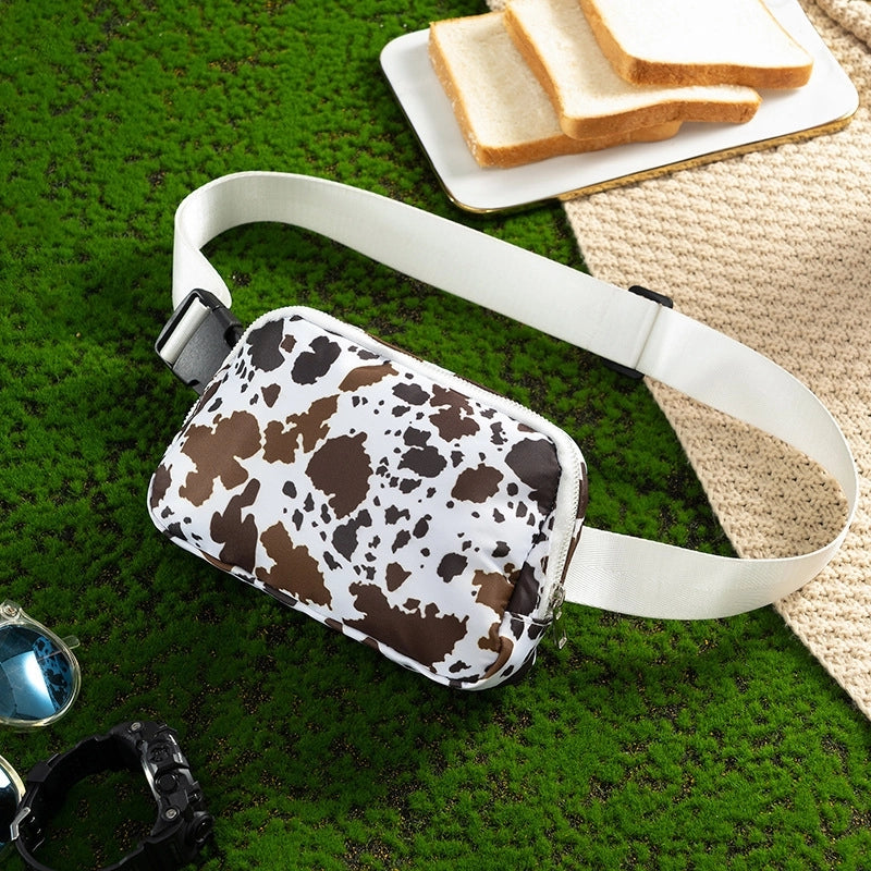 Unisex Medium Nylon Leopard Streetwear Square Zipper Fanny Pack