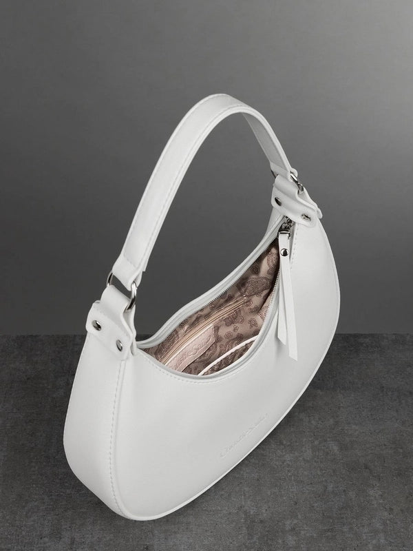 Women's Small Pu Leather Solid Color Classic Style Zipper Saddle Bag