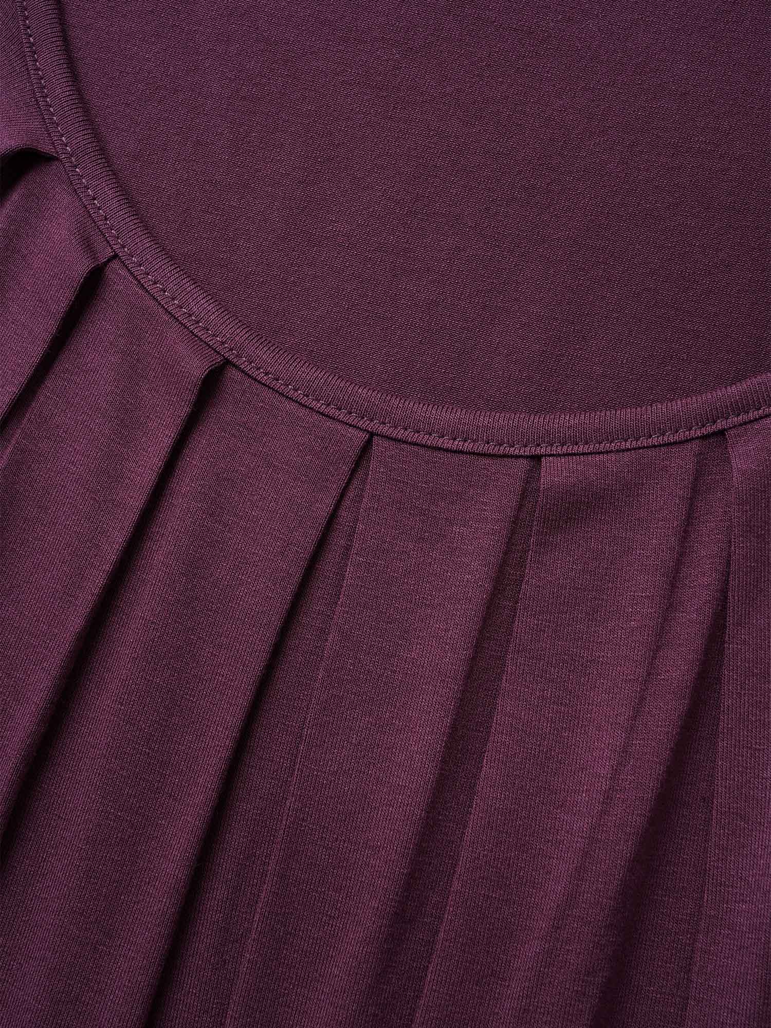 Plain Pleated Round Neck T-shirt