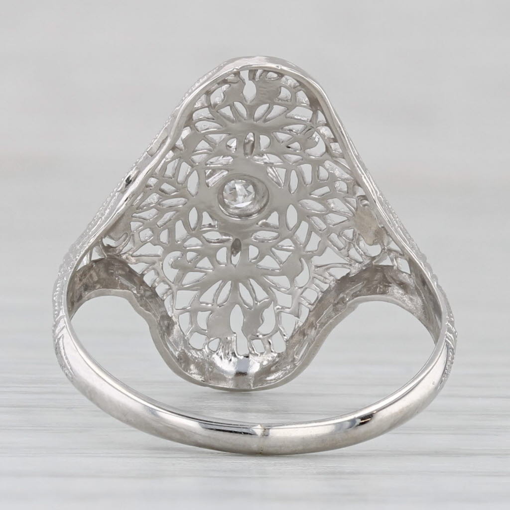 Vintage Diamond Filigree Ring 14k White Gold Size 6.5