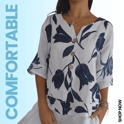 💕Gran Oferta Del Día De La Madre 49% OFF🌷Top Tipo Túnica Con Cuello En V Estampado🌷