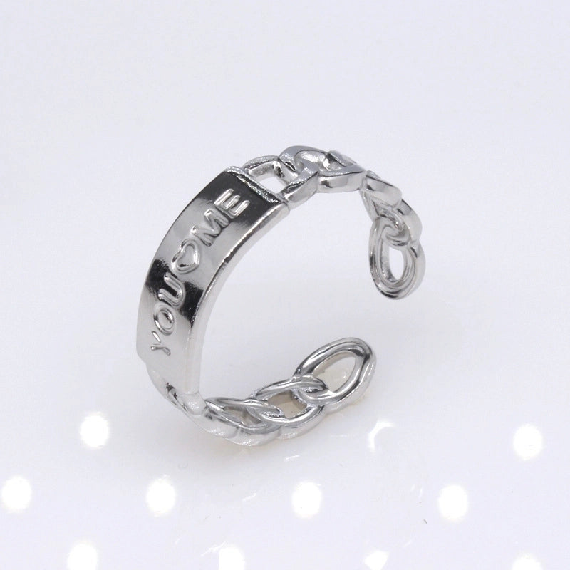 Retro Geometric Titanium Steel Plating Open Ring 1 Piece
