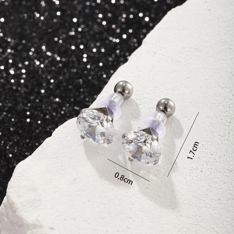 6 Pieces Hip-Hop Xuping Punk Solid Color Plating Inlay 304 Stainless Steel Artificial Gemstones 18K Gold Plated Raw Steel Ear Studs