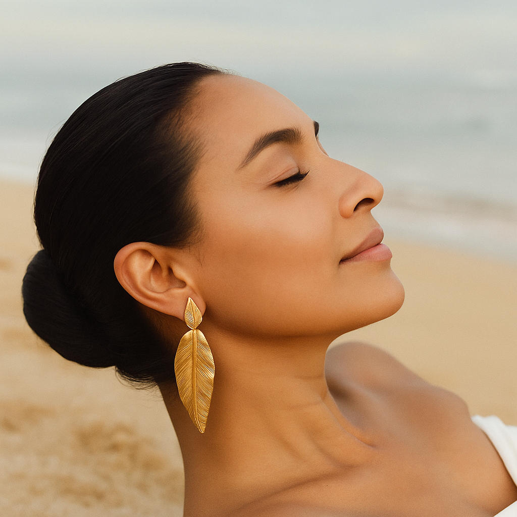 Dangled leaf studs - Gold