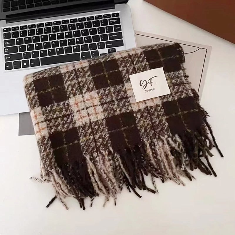 Women's Lady Minimalist Lattice Imitation Cashmere Scarf