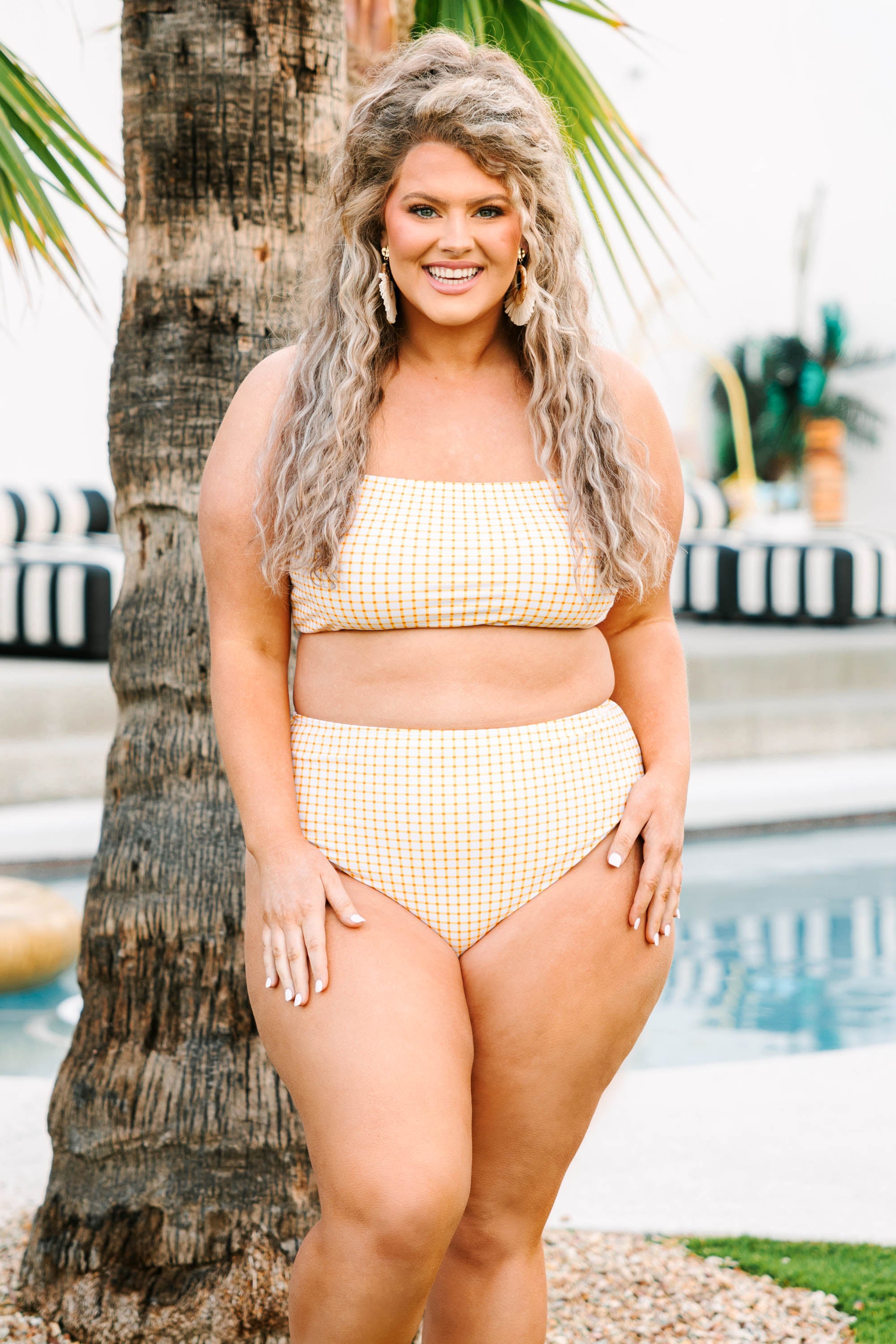 Feeling Fine And Sandy Swim Top. Gingham