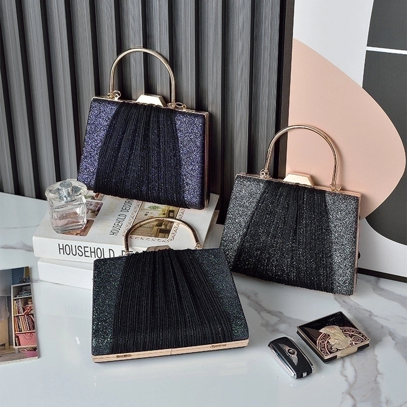 Purple Green Pu Leather Color Block Square Evening Bags