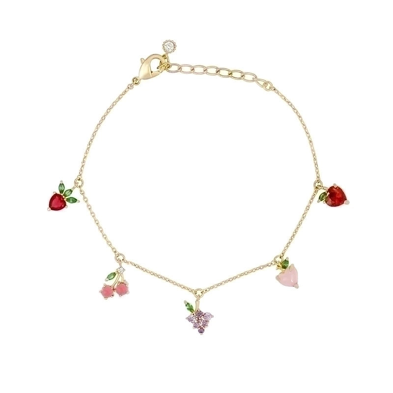 Copper Cable Chain Inlaid Zircon Fruit Artificial Gemstones Bracelets
