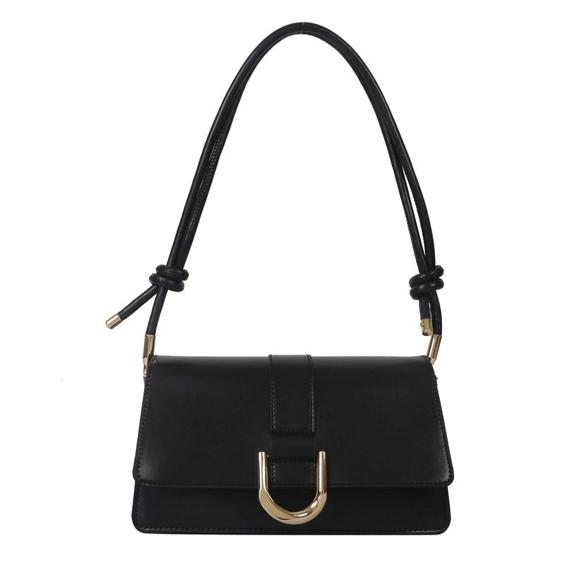 Women's Pu Leather Solid Color Basic Classic Style Square Magnetic Buckle Crossbody Bag Underarm Bag