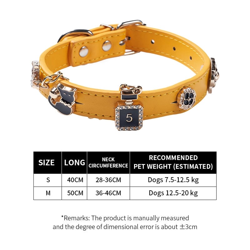 Cool Style Pu Leather Bear Rhinestone Inlaid Pearls Pet Collar