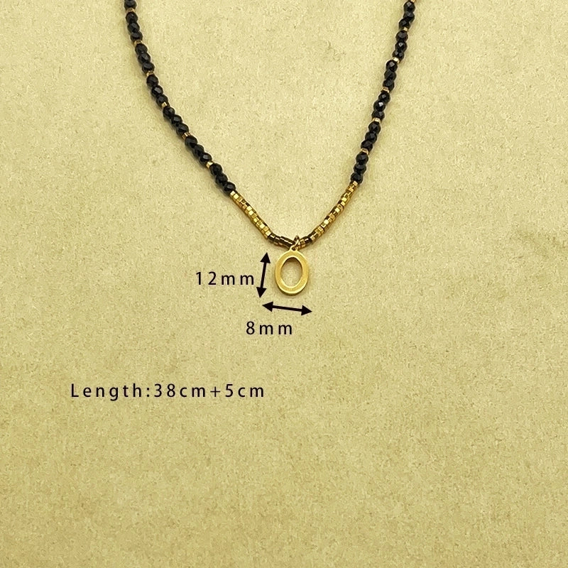 Casual Letter 304 Stainless Steel 18K Gold Plated Beaded Pendant Necklace