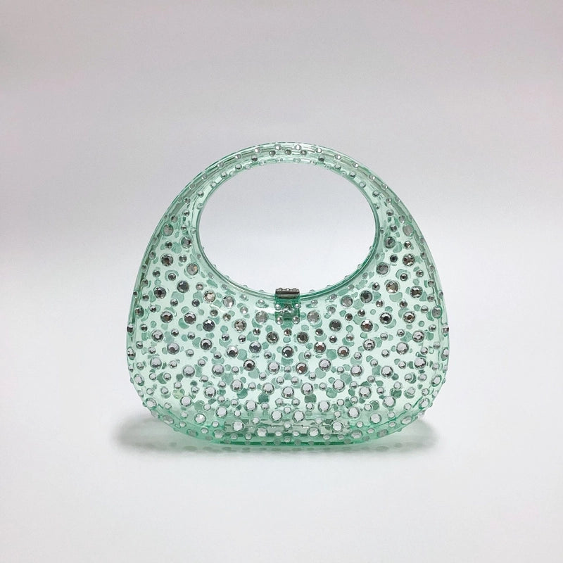Women's Small Arylic Solid Color Elegant Round Lock Clasp Underarm Bag