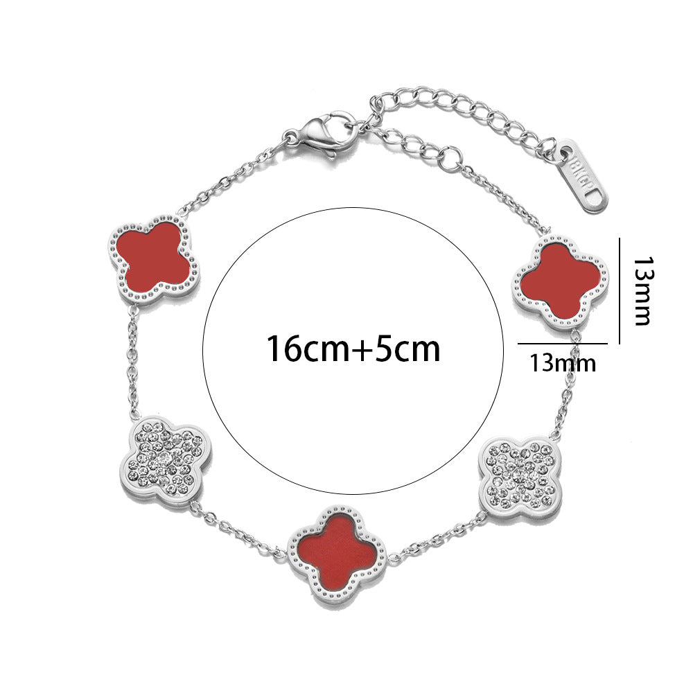 Women Quadrilateral Titanium Steel 18K Gold Plated Bracelets
