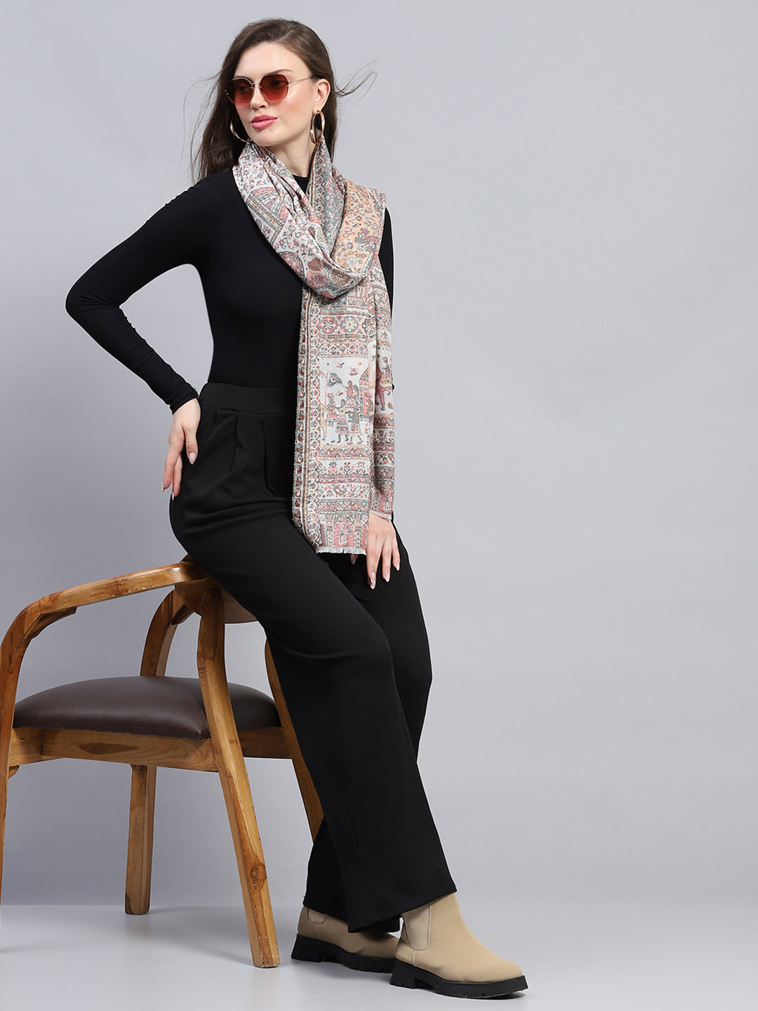 Women Multicolor Self Design Stole