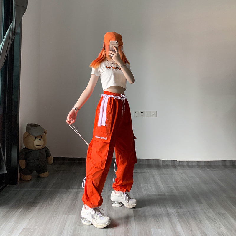 unzzy orange wide leg pants KF50020