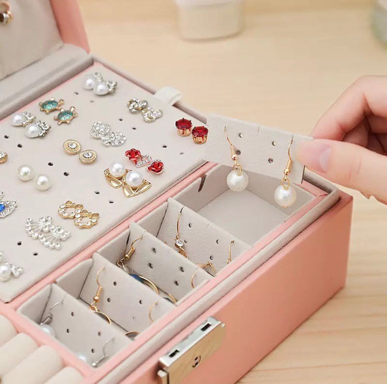 Double Layer Leather Jewellery Box