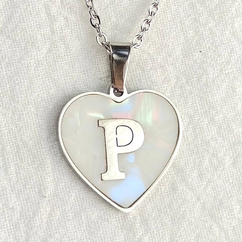 Cute Sweet Letter Titanium Steel Plating Inlay Shell Pendant Necklace