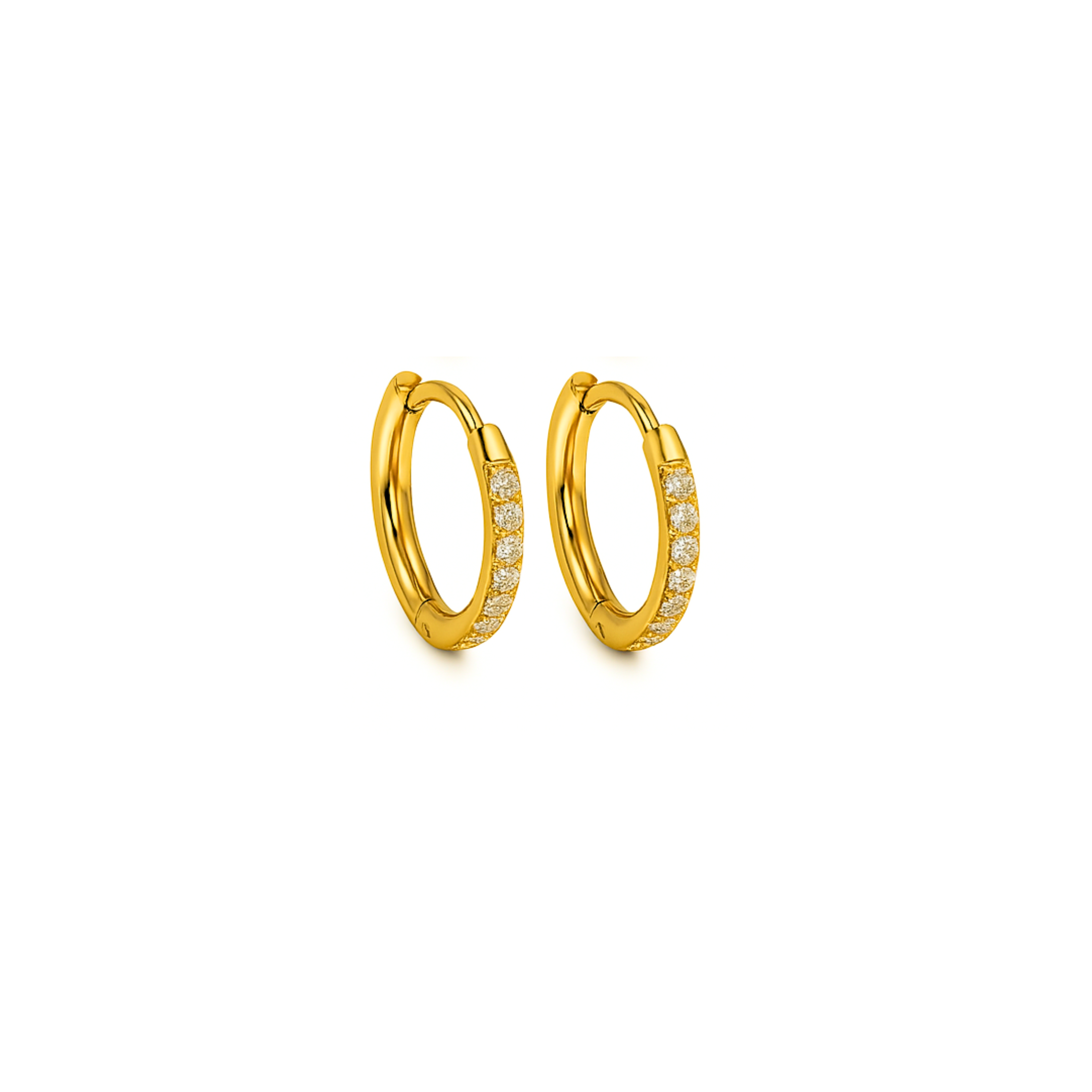 10mm Slim diamond style hoops - Gold