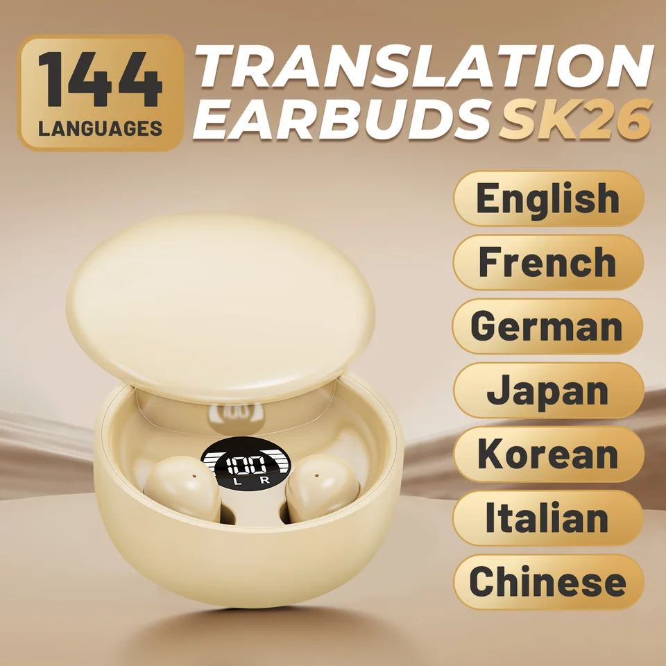 AI Translation Wireless Headphones 5.4 Bluetooth Earphones Sleeping Invisible Earbuds Noise Reduction Bass Headset Sliding Cover