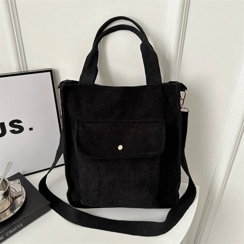 Women's Canvas Solid Color Preppy Style Zipper Handbag