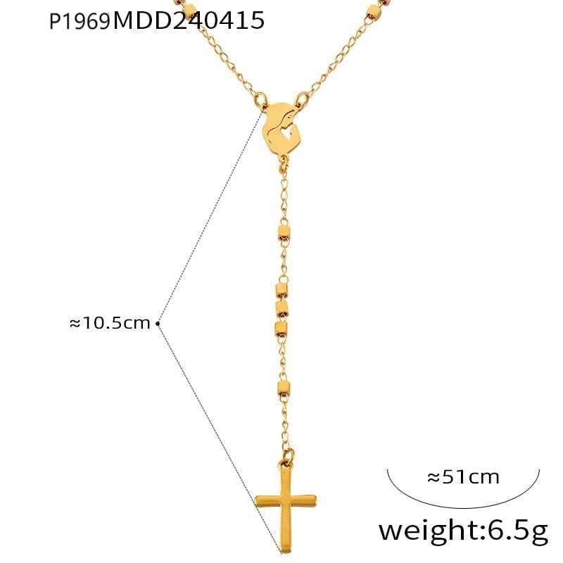 304 Stainless Steel 18K Gold Plated Casual Retro Minimalist Plating Cross Round Heart Shape Long Necklace