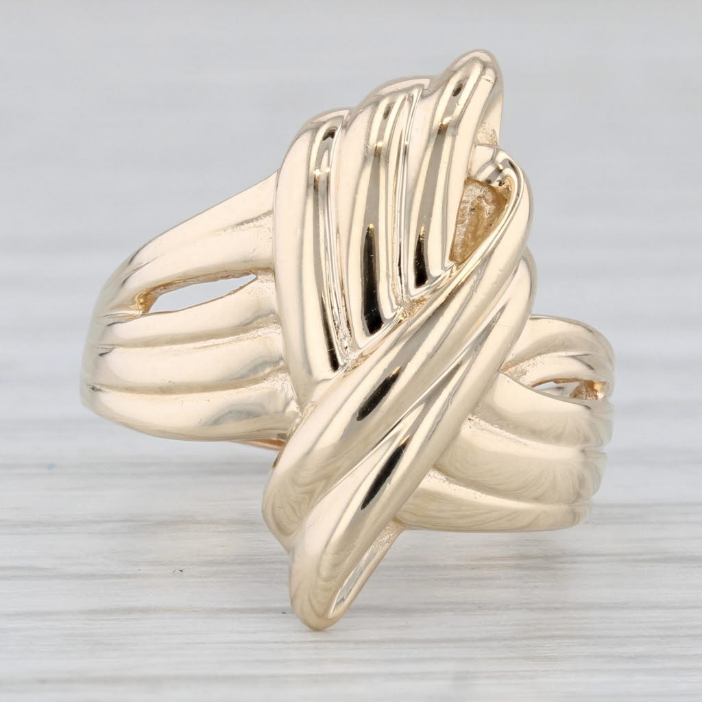 Knot Work Bypass Ring 14k Yellow Gold Size 5.5