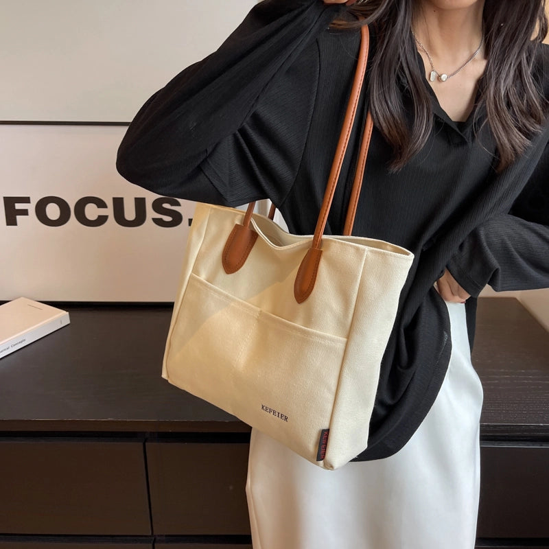 Women's Nylon Solid Color Preppy Style Sewing Thread Zipper Shoulder Bag