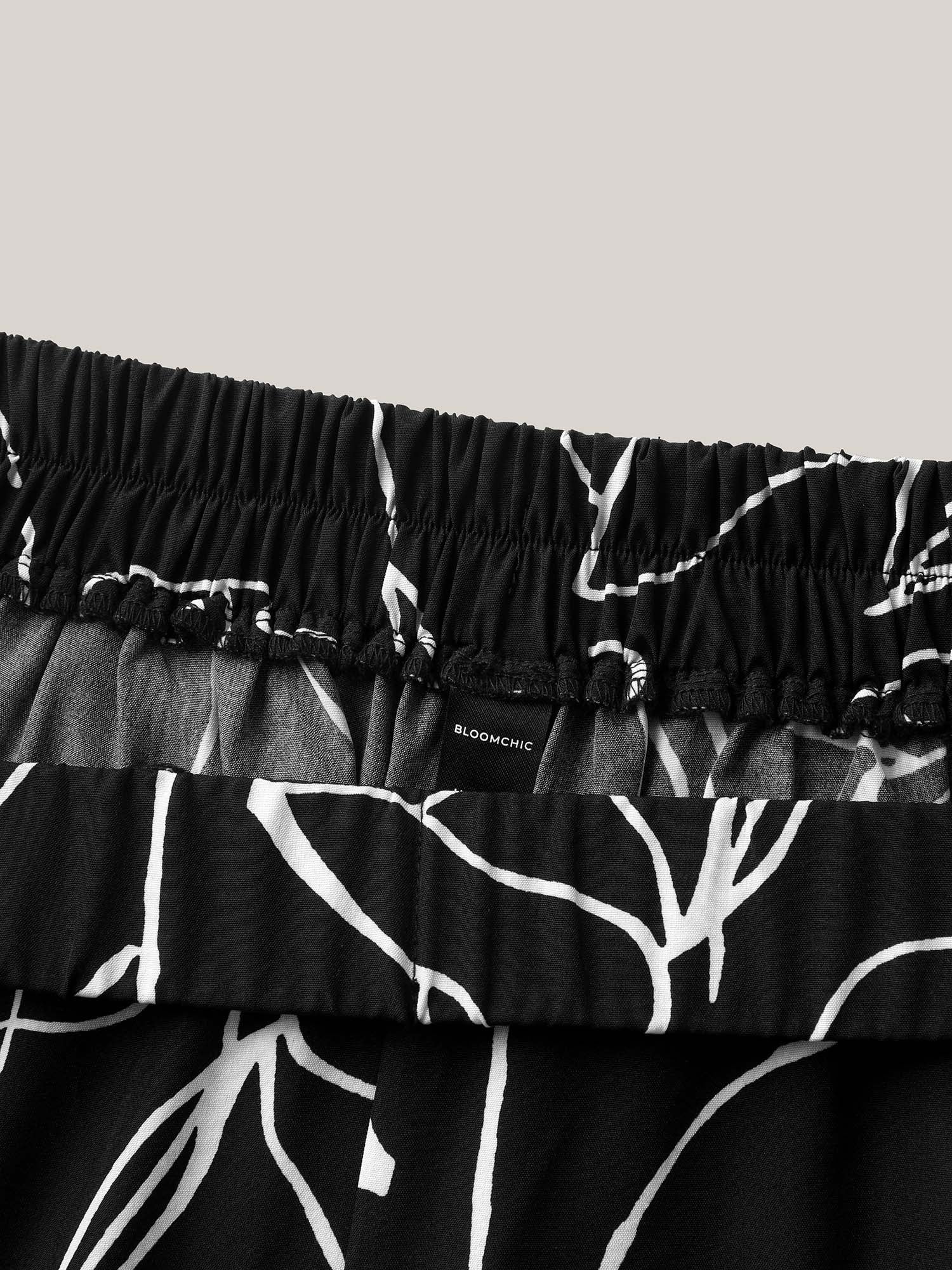 Abstract Print Flowy Wide-Leg Pants