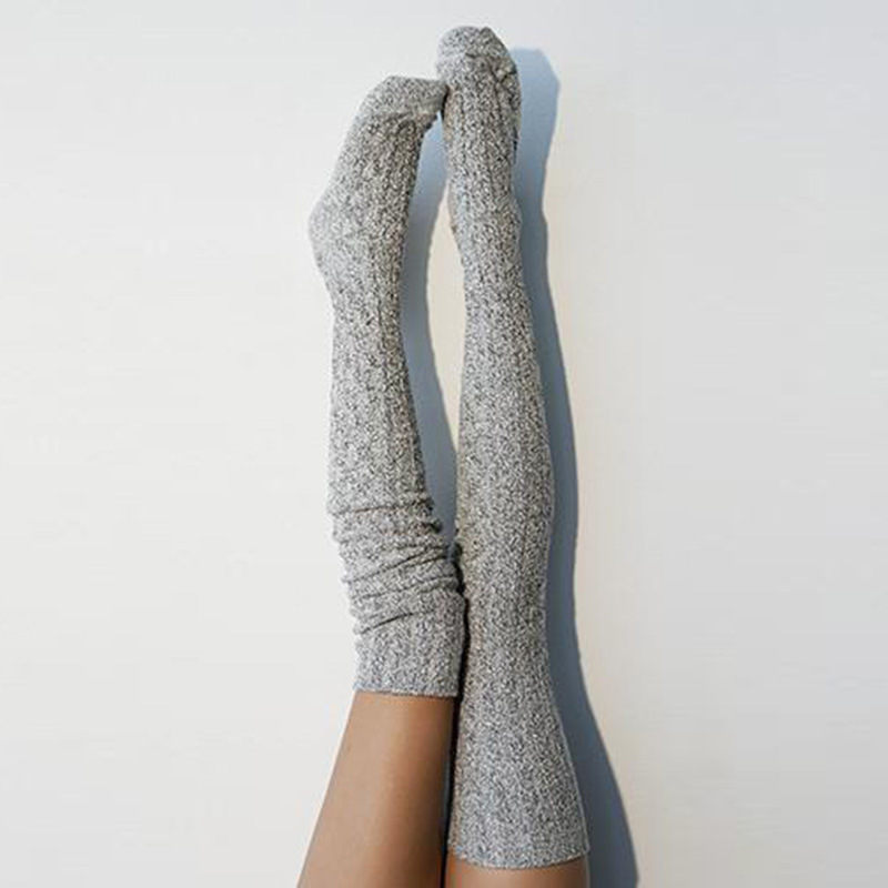 Solid Color Long Tube Knitted Over The Knee Socks