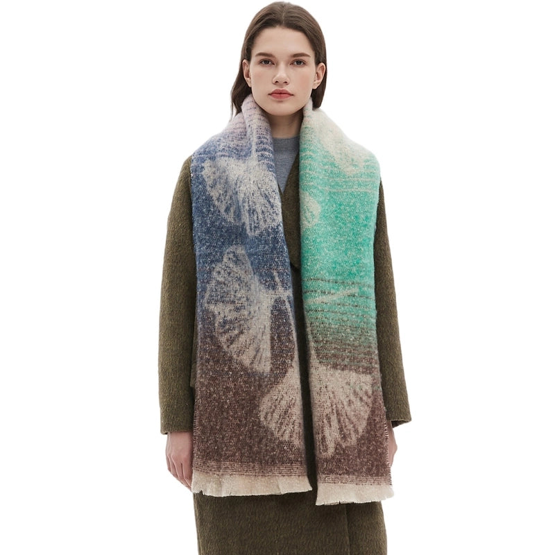Unisex Casual Minimalist Ginkgo Leaf Polyester Scarf
